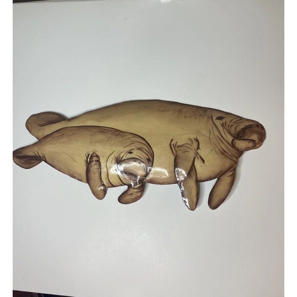 Manatee Metal Wall Decor Realistic Art, Mom And baby Indoor/ Outdoor 16.5 X 7 in - Picture 3 of 8
